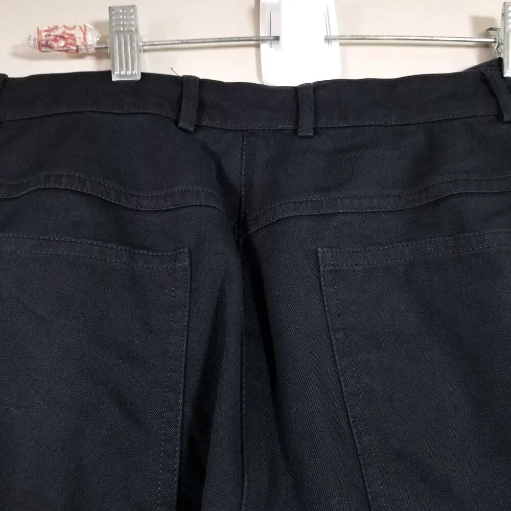 St.John Pants Women 12  Navy Stretch Cotton Gold Hardware Trouser Marie Gray
